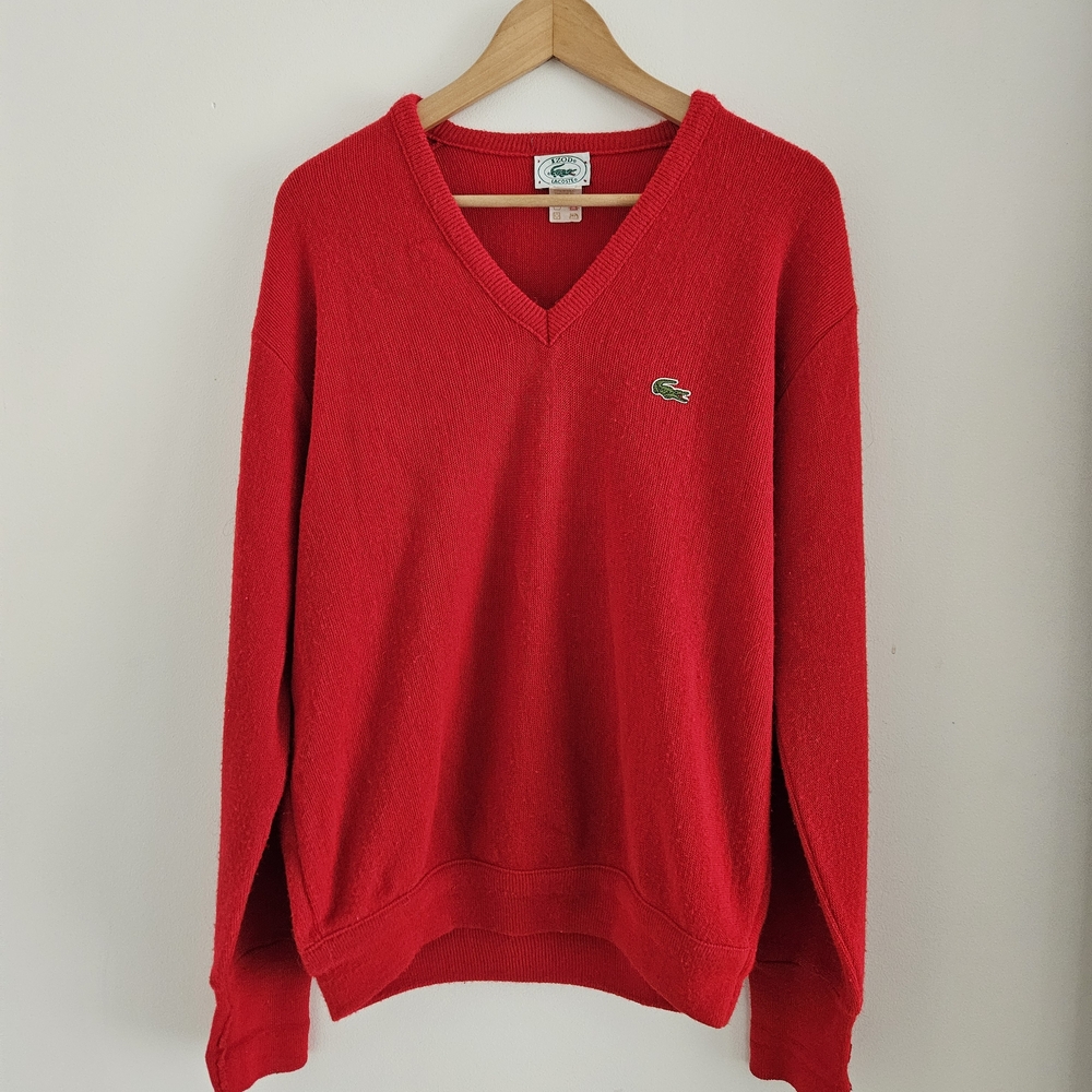 Lacoste Bright Red V-Neck Sweater